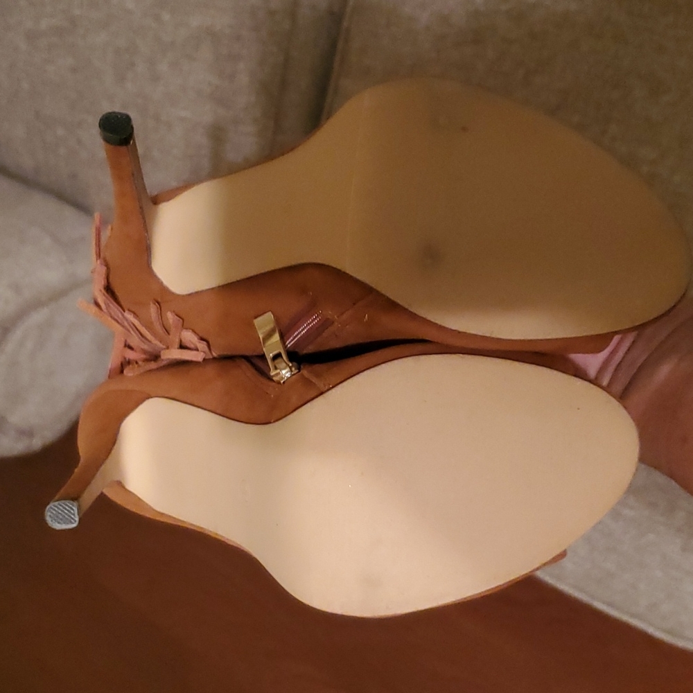 Camel Booties With Tassels Size 10 - image 4